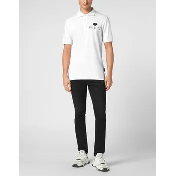 PHILIPP PLEIN Polokošile 9553 Bílá Slim Fit 4XL