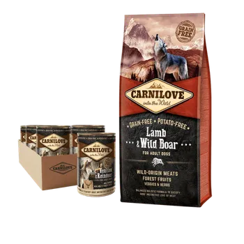Krmivo pro psa Carnilove Lamb & Wild Boar for adult dog 12 kg + 6 x Carnilove Wild Meat Venison & Reindeer 400g