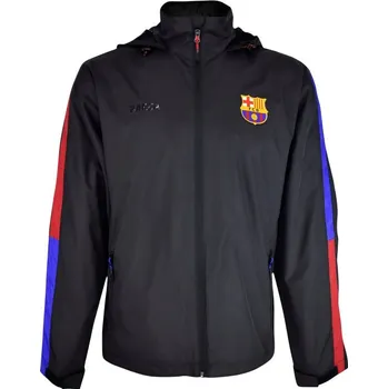 Pánská větrovka FC Barcelona Lehká bunda FC Barcelona, černá, zip, kapuce, kapsy na zip Velikost: XL