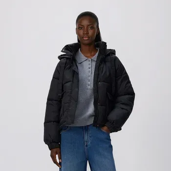 Dámský kabát Reserved - Prošívaná bunda s kapucí - černý - VZ734-99X - VZ734-99X-M