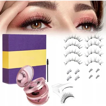 Péče o řasy a obočí Magnetické 3D řasy bez lepidla 8 párů Přirozené Lehké Dlouhotrvající