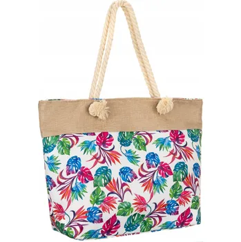 Stylová taška s květinovým vzorem na nákupy, pláž, shopper bag - módní květinová taška