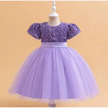 Dívčí sukně Elegantní dívčí šaty s flitry (vel. pro 2-10 let) Barva: Fialová, Velikost: 130