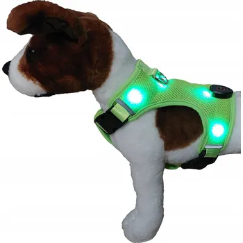 Postroj pro psa SVÍTÍCÍ POSTROJ PRO PSA BEZTLAKOVÝ POSTROJ STŘEDNÍ PSI BORDER KOLIE PUDL M