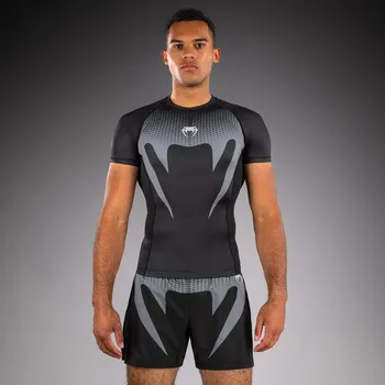 Rashguard Funkční triko - rashguard Venum No Gi - krátké rukávy - Black/ Silver Grey Velikost: XL