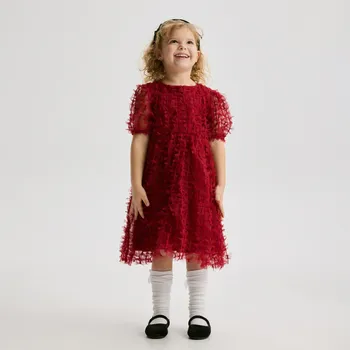 Dívčí šaty Reserved - Tylové šaty s mašličkami - červená - 504FW-33X - 504FW-33X-116