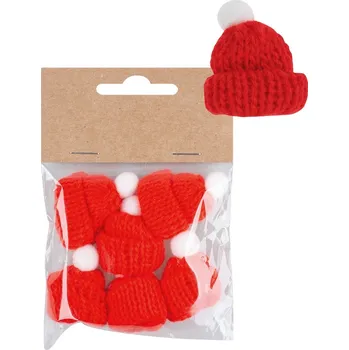 Vánoční dekorace Anděl Přerov s.r.o. Dekorační čepice pletená o 3 x 4,5 cm, 6 ks v sáčku - výběr barvy Barva (komplet): Červená