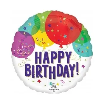 Balónek Fóliový balónek "Happy Birthday - Balóny", Amscan, 45 cm, kulatý