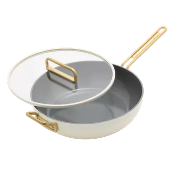Pánev GreenPan Nepřilnavá keramická soté pánev s poklicí, Stanley Tucci, Ø 30 cm, krémová CC008982-004