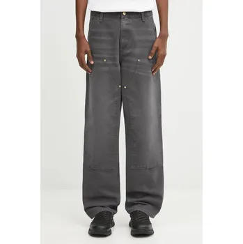 Pánské kalhoty Kalhoty Carhartt WIP Double Knee Pant pánské, šedá barva, I034796.874O, 33, 90X