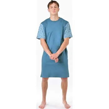 Pánské pyžamo Gina Výhodné balení 5 kusů - Košile noční pánská krátký rukáv 79202P Barva/Velikost: měsíc, dunaj / XXL