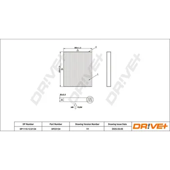 Ventilátor topení a klimatizace Kabinový (pylový) filtr DRIVE+ DP1110.12.0134
