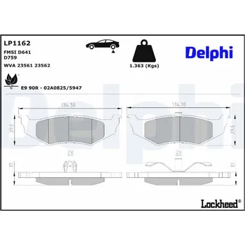Brzdová destička Sada brzdových destiček, kotoučová brzda DELPHI LP1162