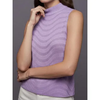 Sinsay - Žebrovaný top bez rukávů s polorolákem - fialová - 9003J-45X - 9003J-45X-M