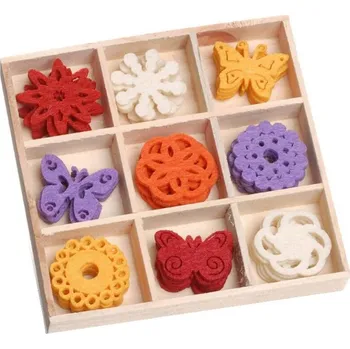 Vánoce Filcové ozdoby 22 mm v boxu 45 ks - motýlci