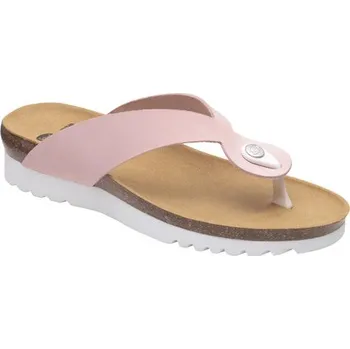 Dámské žabky Scholl KENNA světle růžové dámské zdravotní žabky nubuk s Bioprint stélkou
