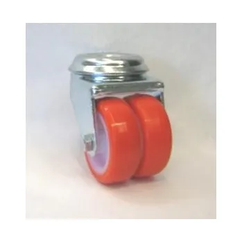 Pojezdové kolečko PU 2x50/VLDPOtočné dvojkolo s červenou polyuretanovou obručí se šroubem a brzdou 7090216