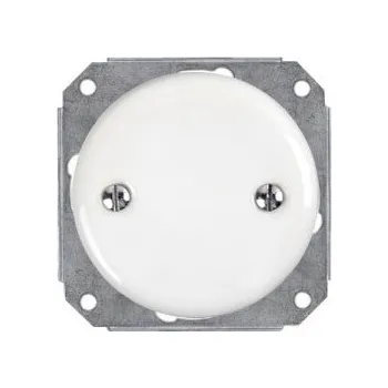 vypínač VINTAGE záslepka keramické kulatá bílá bez rámečku K1-RMK kryt zaslepovací