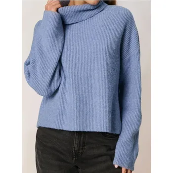 Dámská móda Sinsay - Žebrovaný pletený svetr - indigo - 414FJ-57X - 414FJ-57X-XL