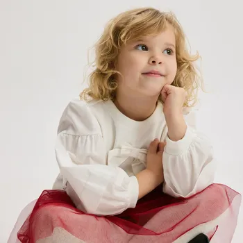 Dívčí mikina Reserved - Mikina s nabíranými rukávy - krémová - 317FA-01X - 317FA-01X-86