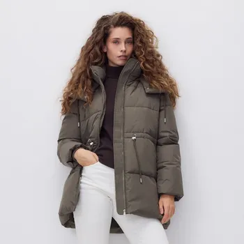 Dámský kabát Reserved - Prošívaná bunda s odepínací kapucí - světle olivová - WU641-81X - WU641-81X-XXL