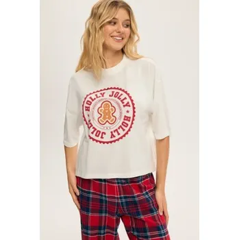 Dámské pyžamo Dámské pyžamo BLOOVII CandyCane - bavlna Bílo-červená XL