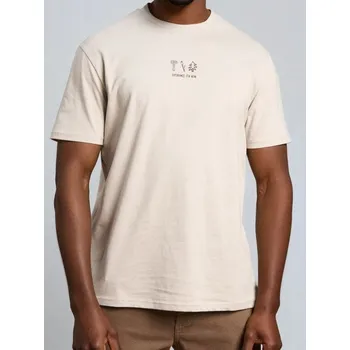 Pánské tričko Sinsay - Bavlněné oversize tričko s potiskem - béžová - 822GP-08X - 822GP-08X-S