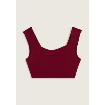 Freddy Sportovní top se srdcovým výstřihem a lehkou oporou ve vínové barvě Vybraná velikost: M/L