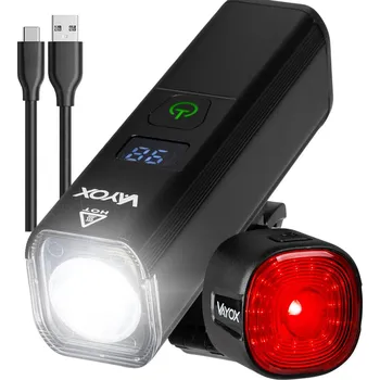 Cyklosvítilna VAYOX Sada cyklistických světel VA0071 + VA0156 přední a zadní USB-C 0,1 MM ČERNÁ