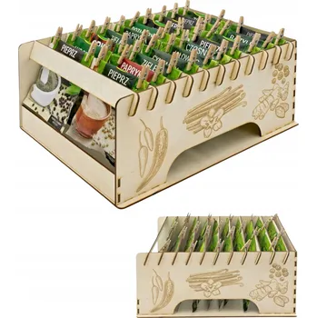 Úložný box DŘEVĚNÝ ORGANIZÉR NA KOŘENÍ, ZÁSOBNÍK, KOŘENKA