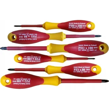 Šroubovák SADA IZOLOVANÝCH ŠROUBOVÁKŮ PRO ELEKTRIKÁŘE 1000V 6 KUSŮ