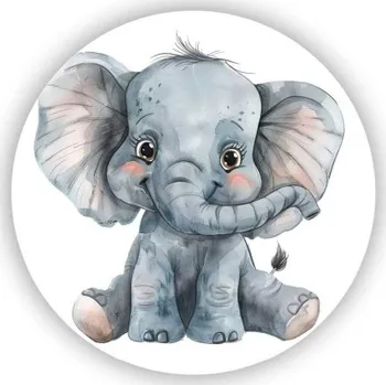 Dekorativní magnet Magnetka 60x60mm ve tvaru kruhu - malé usměvavé slůně