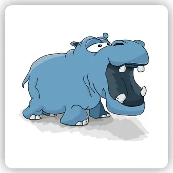 Dekorativní magnet Magnetka 65x65mm ve tvaru čtverce - kreslený hroch