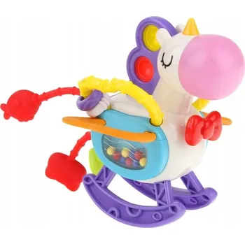 KOUSÁTKO SENZORICKÁ HRAČKA CHRASTÍTKO KONÍK S ELASTICKÝMI ŠŇŮRKAMI