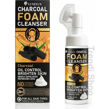 LUXELUX Čisticí pleťová pěna s aktivním uhlím a kartáčkem