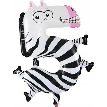 Balónek FÓLIOVÝ BALÓNEK ČÍSLICE ČÍSLO 5 ZEBRA ZVÍŘATA