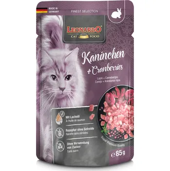 Krmivo pro kočku 16x85g Leonardo Finest Selection Pouch - králičí a brusinky