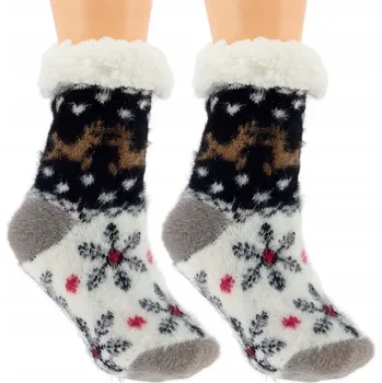 Dámské ponožky HYPOALERGENNÍ DĚTSKÉ TEPLÉ PONOŽKY ZIMNÍ PROTISKLUZOVÉ 28-31 ČERNÉ