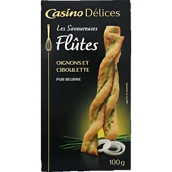 Slaná tyčinka Casino Délices Máslové tyčinky s cibulí a pažitkou 100g