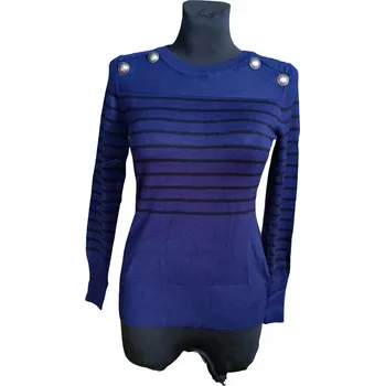 Dámský svetr Dilgul Dámský Svetr Měkký Pohodlný Tmavě Modrý s Černými Proužky Velikost M