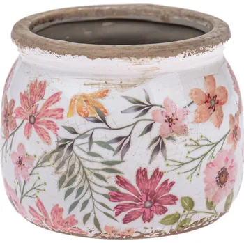 Biokrb Keramický obal na květináč Vintage florist, 12 x 9,5 cm, bílá