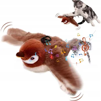 Hračka pro kočku Hračka pro kočky interaktivní plyšový ptáček - pohyb a ptačí zvuky