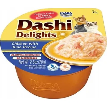 Krmivo pro kočku INABA Dashi Delights Doplňkové Krmivo pro kočky s kuřetem a tuňákem 70 g