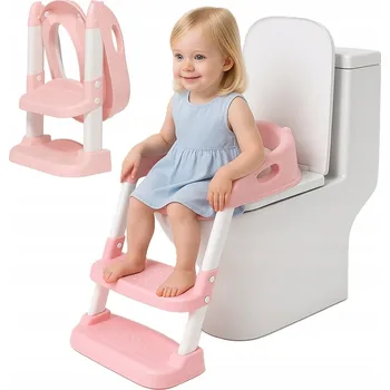 Obraz Nástavec na WC Žebříček pro Děti s Nastavitelnými Schůdky, Sedátko na Toaletu