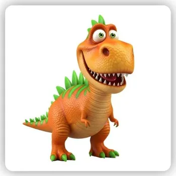 Dekorativní magnet Magnetka 65x65mm ve tvaru čtverce - nebojácný oranžový dinosaurus