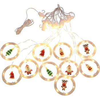 Vánoční dekorace VÁNOČNÍ LED OSVĚTLENÍ ZÁVĚS 10 KRUHŮ TEPLÁ BÍLÁ NAPÁJENÍ USB