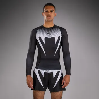 Rashguard Pánské funkční tričko - rashguard Venum No Gi - dlouhé rukávy - Black/White Velikost: XXL