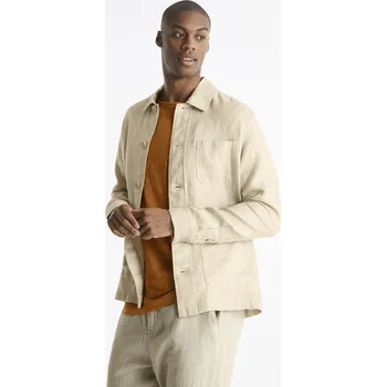 Pánská košile Celio Lněná svrchní košile Baston - Pánské Celio krémová 1994864