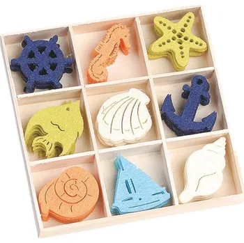 Vánoce Filcové ozdoby 22 mm v boxu 45 ks - mořský svět