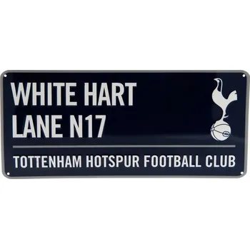 Plechová cedule TOTTENHAM HOTSPUR FC Plechová cedule Tottenham Hotspur, Lane N17, tmavě modrá, 40 × 18 cm
